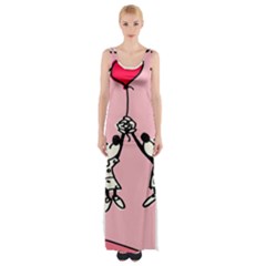 Baloon Love Mickey & Minnie Mouse Thigh Split Maxi Dress by nate14shop