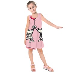 Baloon Love Mickey & Minnie Mouse Kids  Sleeveless Dress by nate14shop