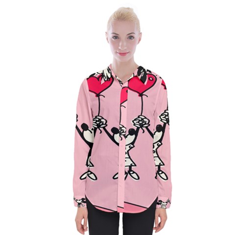 Baloon Love Mickey & Minnie Mouse Womens Long Sleeve Shirt by nate14shop