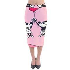 Baloon Love Mickey & Minnie Mouse Velvet Midi Pencil Skirt by nate14shop