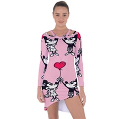 Baloon Love Mickey & Minnie Mouse Asymmetric Cut-out Shift Dress by nate14shop