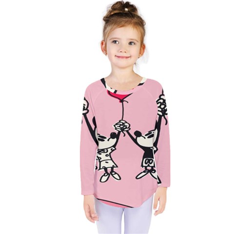 Baloon Love Mickey & Minnie Mouse Kids  Long Sleeve Tee by nate14shop