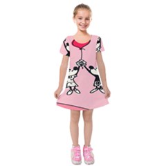 Baloon Love Mickey & Minnie Mouse Kids  Short Sleeve Velvet Dress by nate14shop