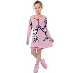 Baloon Love Mickey & Minnie Mouse Kids  Long Sleeve Velvet Dress by nate14shop