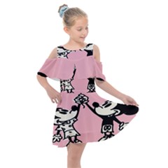 Baloon Love Mickey & Minnie Mouse Kids  Shoulder Cutout Chiffon Dress by nate14shop