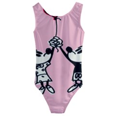 Baloon Love Mickey & Minnie Mouse Kids  Cut-out Back One Piece Swimsuit