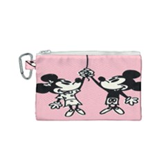 Baloon Love Mickey & Minnie Mouse Canvas Cosmetic Bag (small) by nate14shop