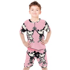 Baloon Love Mickey & Minnie Mouse Kids  Tee And Shorts Set by nate14shop