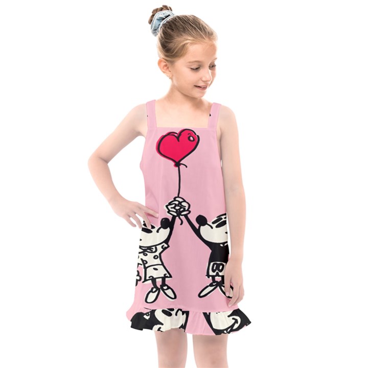 Baloon Love Mickey & Minnie Mouse Kids  Overall Dress