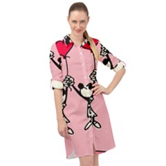 Baloon Love Mickey & Minnie Mouse Long Sleeve Mini Shirt Dress by nate14shop