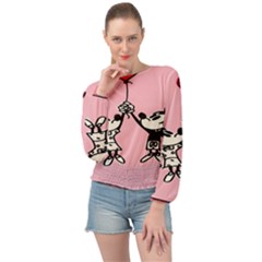 Baloon Love Mickey & Minnie Mouse Banded Bottom Chiffon Top by nate14shop