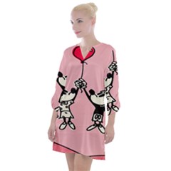 Baloon Love Mickey & Minnie Mouse Open Neck Shift Dress by nate14shop