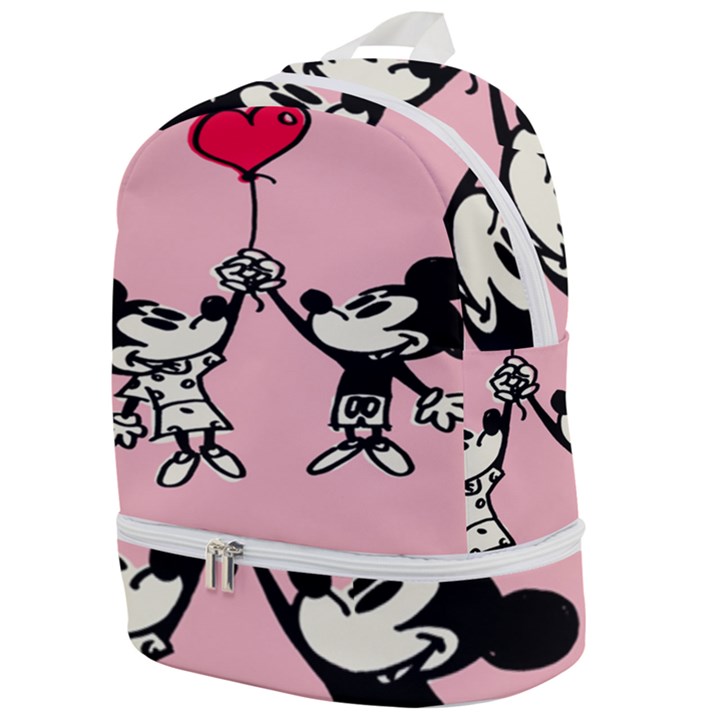 Baloon Love Mickey & Minnie Mouse Zip Bottom Backpack