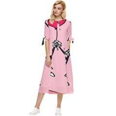 Baloon Love Mickey & Minnie Mouse Bow Sleeve Chiffon Midi Dress by nate14shop