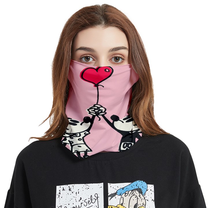 Baloon Love Mickey & Minnie Mouse Face Covering Bandana (Two Sides)