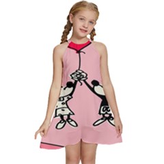 Baloon Love Mickey & Minnie Mouse Kids  Halter Collar Waist Tie Chiffon Dress by nate14shop