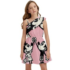 Baloon Love Mickey & Minnie Mouse Kids  One Shoulder Party Dress