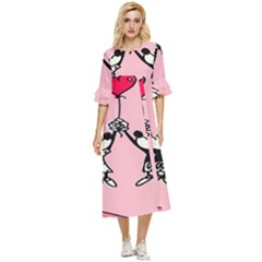 Baloon Love Mickey & Minnie Mouse Double Cuff Midi Dress by nate14shop