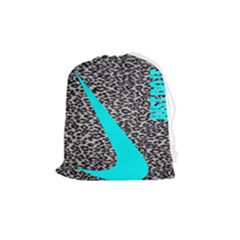 Just Do It Leopard Silver Drawstring Pouch (medium)