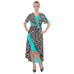 Just Do It Leopard Silver Front Wrap High Low Dress by nate14shop