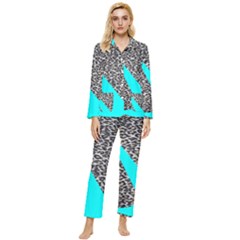 Just Do It Leopard Silver Womens  Long Sleeve Velvet Pocket Pajamas Set