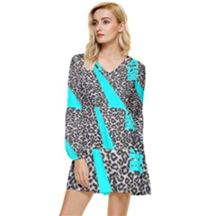 Just Do It Leopard Silver Tiered Long Sleeve Mini Dress by nate14shop