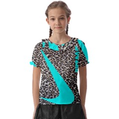 Just Do It Leopard Silver Kids  Frill Chiffon Blouse