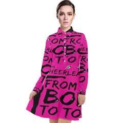 Bow To Toe Cheer Pink Long Sleeve Chiffon Shirt Dress