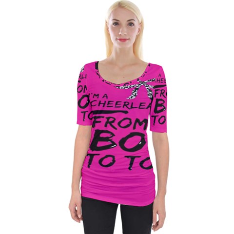 Bow To Toe Cheer Pink Wide Neckline Tee by nate14shop