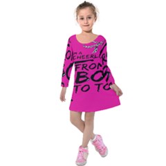 Bow To Toe Cheer Pink Kids  Long Sleeve Velvet Dress