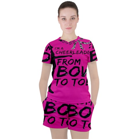 Bow To Toe Cheer Pink Women s Tee And Shorts Set by nate14shop