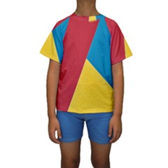 Tri Calor Background-color Kids  Short Sleeve Swimwear by nate14shop