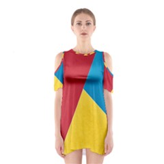 Tri Calor Background-color Shoulder Cutout One Piece Dress by nate14shop