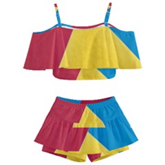 Tri Calor Background-color Kids  Off Shoulder Skirt Bikini by nate14shop