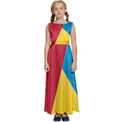 Tri Calor Background-color Kids  Satin Sleeveless Maxi Dress