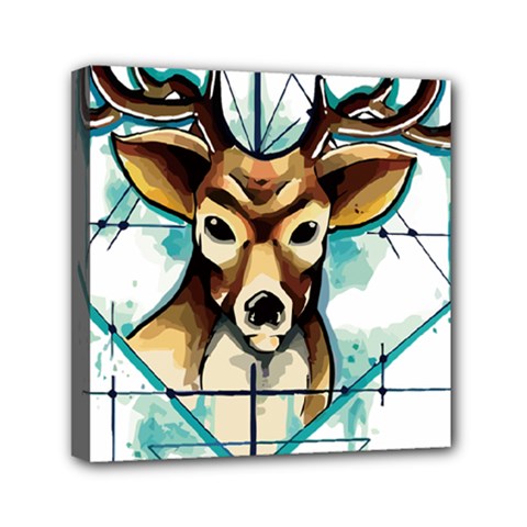 Deer-unicorn-tattoo-drawing-vector-watercolor Mini Canvas 6  X 6  (stretched)