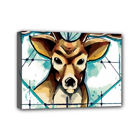 Deer-unicorn-tattoo-drawing-vector-watercolor Mini Canvas 7  X 5  (stretched)