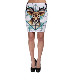 Deer-unicorn-tattoo-drawing-vector-watercolor Bodycon Skirt