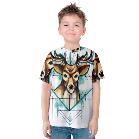 Deer-unicorn-tattoo-drawing-vector-watercolor Kids  Cotton Tee by Jancukart