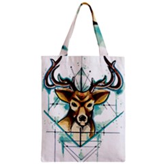 Deer-unicorn-tattoo-drawing-vector-watercolor Zipper Classic Tote Bag