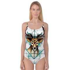 Deer-unicorn-tattoo-drawing-vector-watercolor Camisole Leotard 