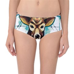 Deer-unicorn-tattoo-drawing-vector-watercolor Mid-waist Bikini Bottoms