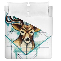 Deer-unicorn-tattoo-drawing-vector-watercolor Duvet Cover (queen Size)