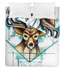 Deer-unicorn-tattoo-drawing-vector-watercolor Duvet Cover Double Side (queen Size)