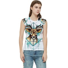 Deer-unicorn-tattoo-drawing-vector-watercolor Women s Raglan Cap Sleeve Tee