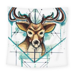 Deer-unicorn-tattoo-drawing-vector-watercolor Square Tapestry (large)