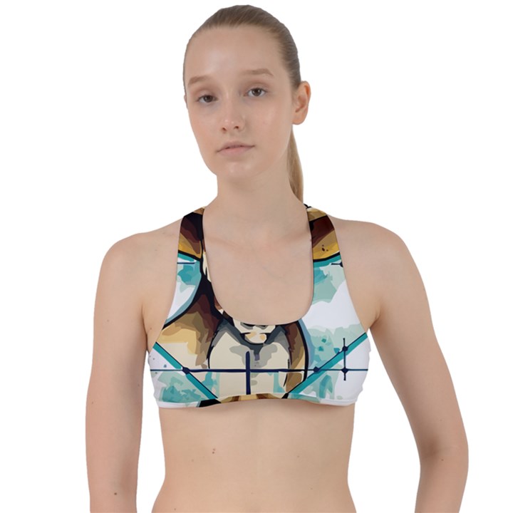 Deer-unicorn-tattoo-drawing-vector-watercolor Criss Cross Racerback Sports Bra