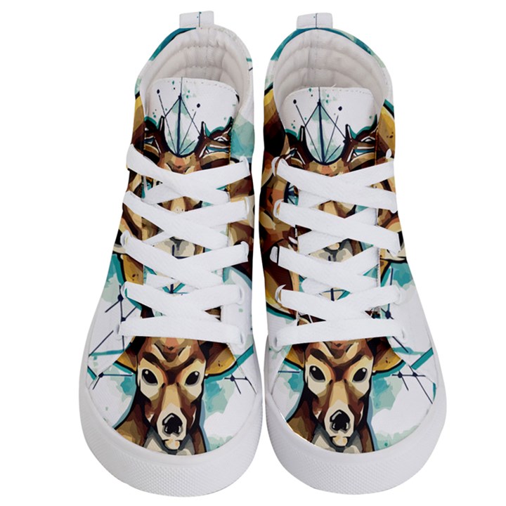 Deer-unicorn-tattoo-drawing-vector-watercolor Kids  Hi-Top Skate Sneakers