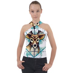 Deer-unicorn-tattoo-drawing-vector-watercolor Cross Neck Velour Top by Jancukart