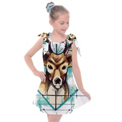 Deer-unicorn-tattoo-drawing-vector-watercolor Kids  Tie Up Tunic Dress